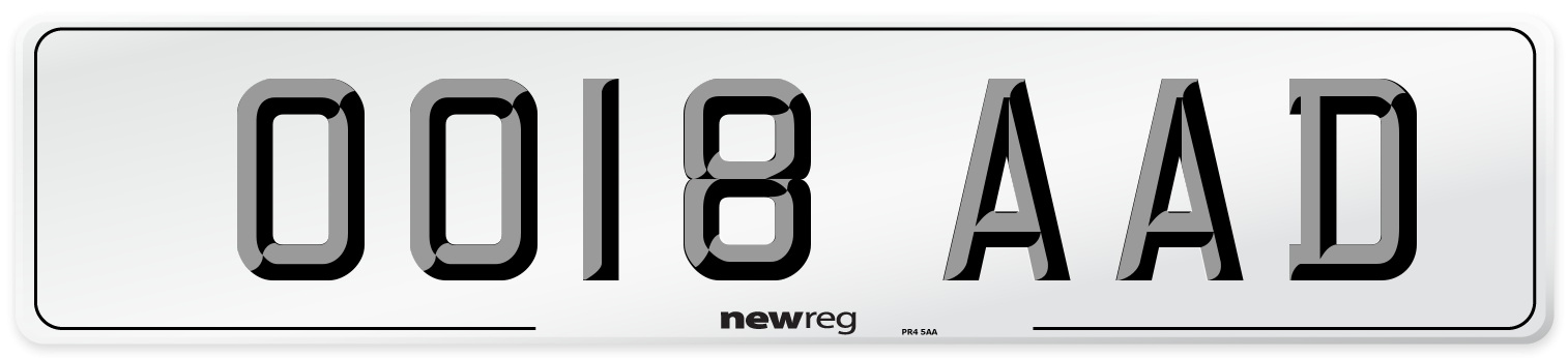 OO18 AAD Number Plate from New Reg